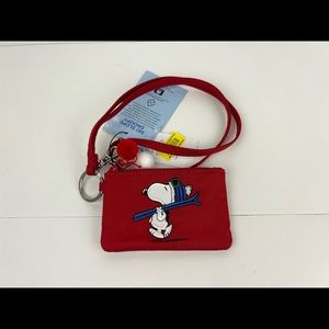 Vera Bradley PEANUTS Ski Slope Snoopy Zip ID Lanyard Case